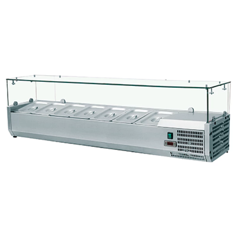 Refrigerated countertop display 180cm for 8 GN 1/4